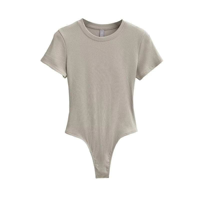 Neck Short Sleeve Rompers Slim Fit Slimming T-shirt Top