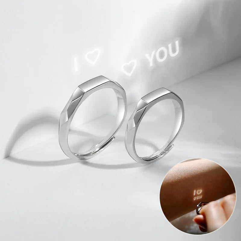 Romantic S925 Silver Love Ring โ Light Reflection Hidden Message Jewelry for Engagement & Gifts