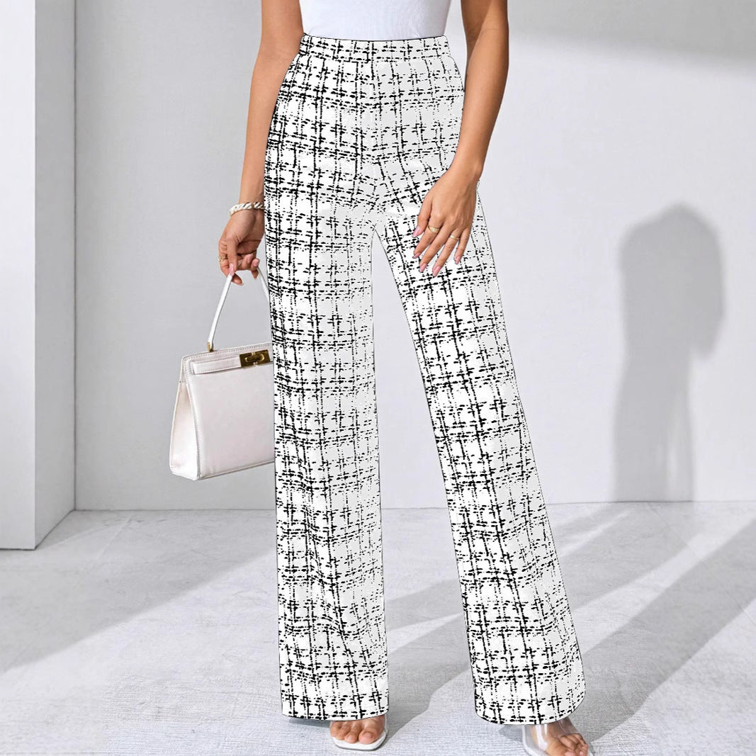 Women's Fashion Casual Plaid Printed Trousers