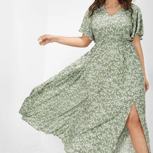 European And American Ladies Bohemian Style Floral Tight Waist Dress