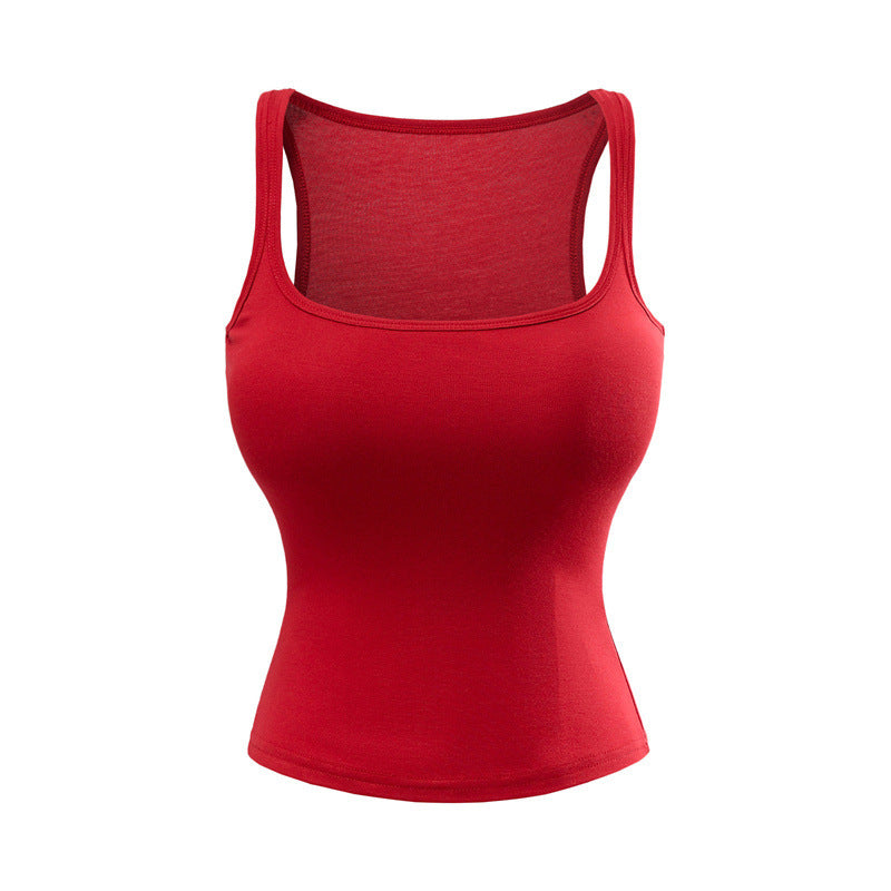 New Solid Color Summer Slim Fit Comic Chest Pad U-neck Vest-style Sling