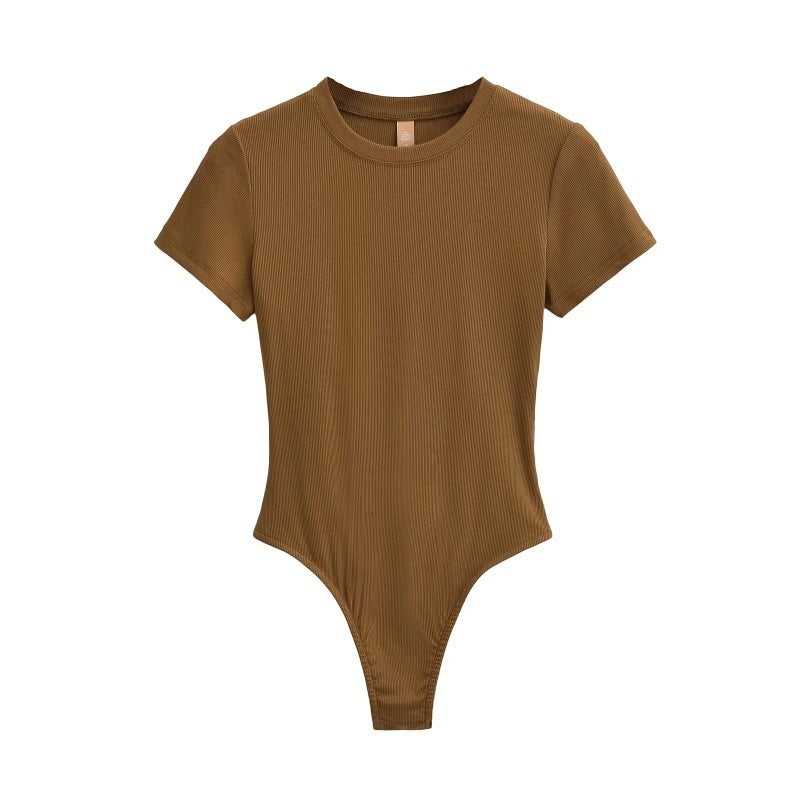 Neck Short Sleeve Rompers Slim Fit Slimming T-shirt Top