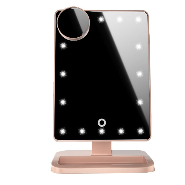Touch Screen LED Makeup Mirror with Bluetooth Speaker – 20 LED Lights, 10X Magnification, Music Playback & Smart Controls
