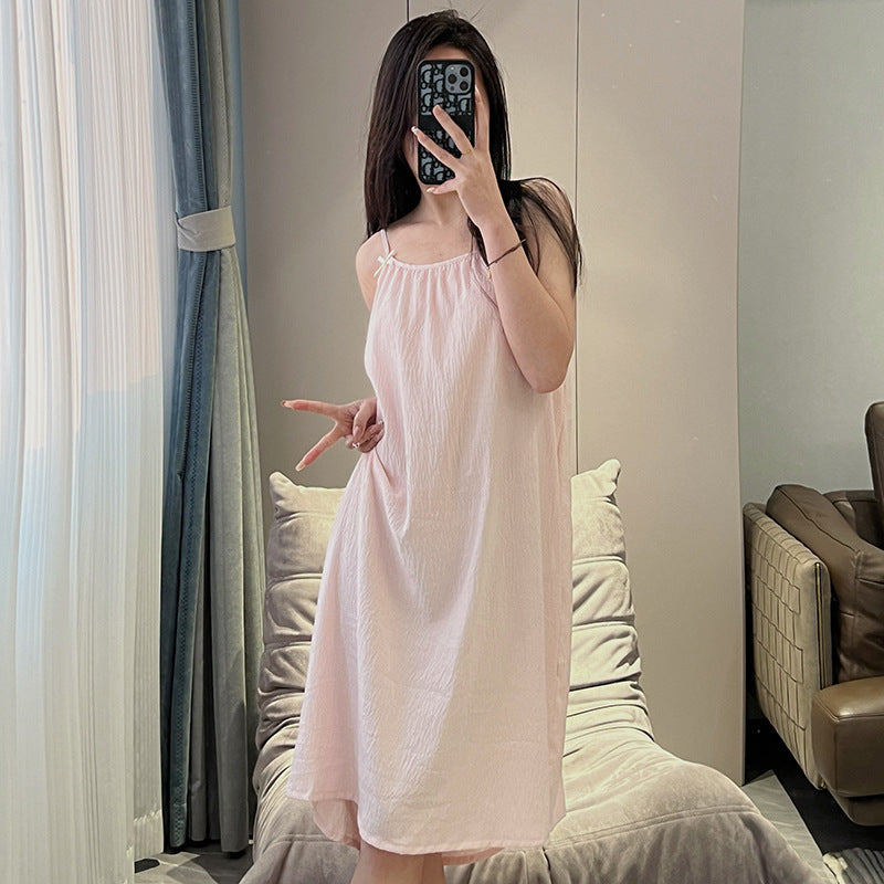 Women's Plus Size Thin Slip Nightdress with Built-In Chest Pad – Loose & Comfortable Sleepwear