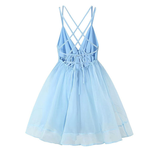 Summer New European And American Style Women's Multi-color Solid Color Sling Dress