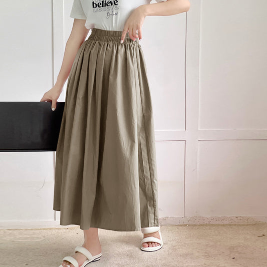 Skirt Pure Cotton Flared Pleated Swing
