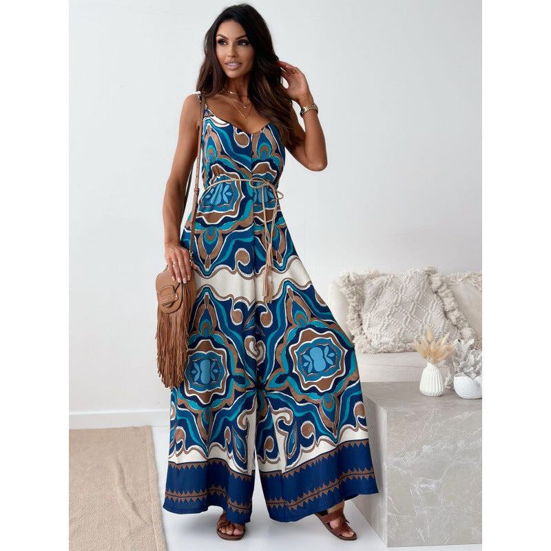 Women's Fashion Bohemian Strap One-piece Wide-leg Pants