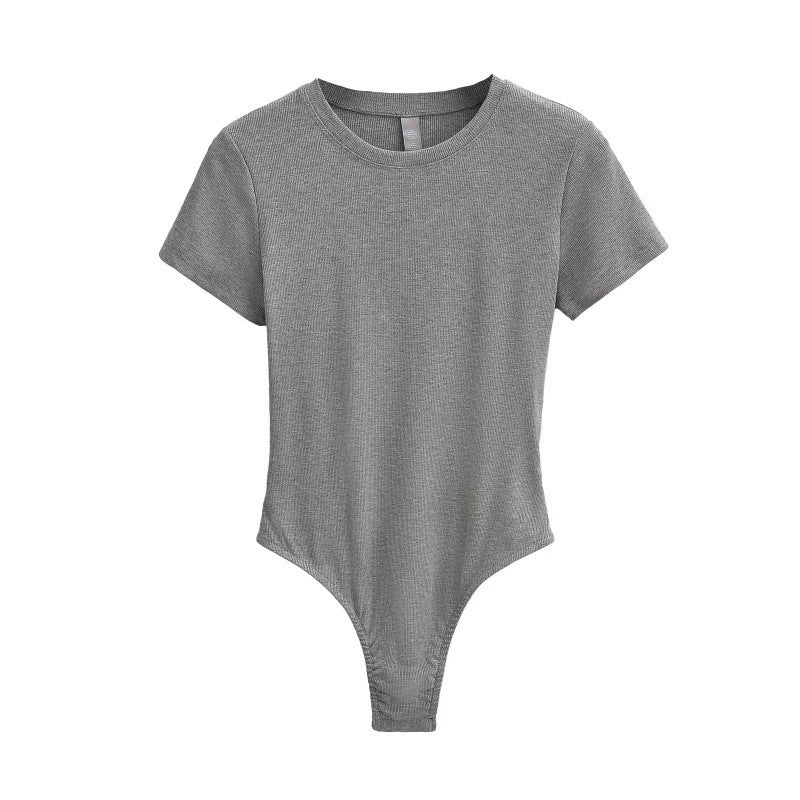 Neck Short Sleeve Rompers Slim Fit Slimming T-shirt Top