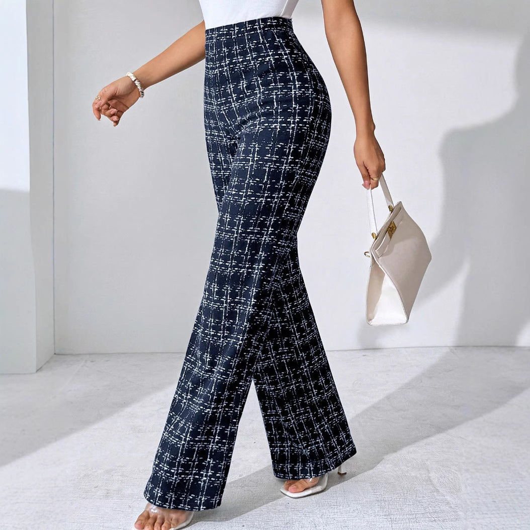 Women's Fashion Casual Plaid Printed Trousers