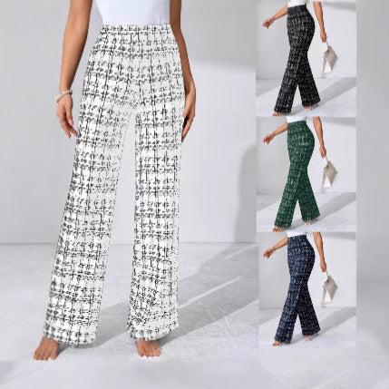 Women's Fashion Casual Plaid Printed Trousers