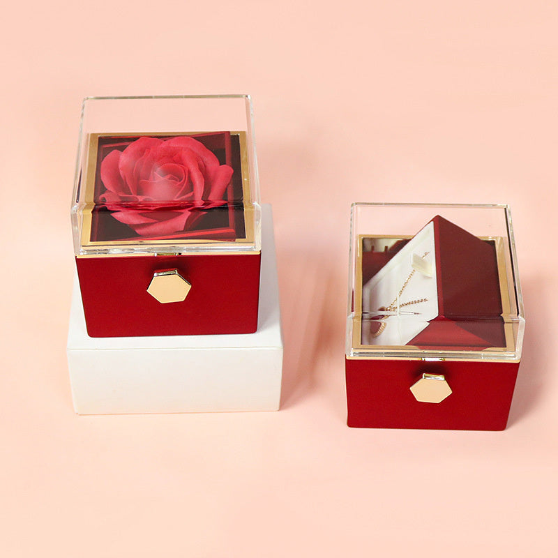 Rotating Soap Flower Rose Gift Box – A Timeless Romantic Surprise with Hidden Jewelry Drawer