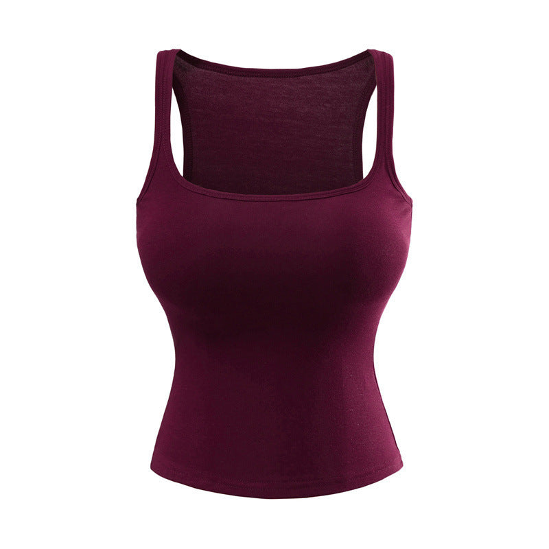 New Solid Color Summer Slim Fit Comic Chest Pad U-neck Vest-style Sling
