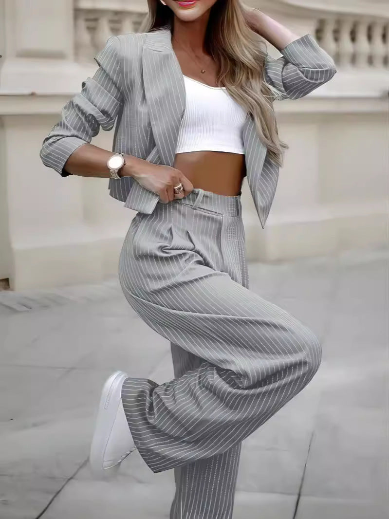Spring Chic Striped Suit Set – Effortless Elegance for Modern Women
