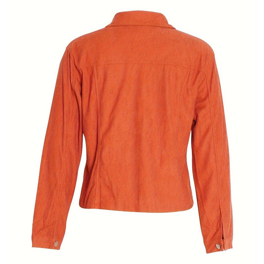 Women's Corduroy Long Sleeve Jacket - Casual Button-Up Coat With Flap Pockets, Fall & Spring Fashion Outerwear