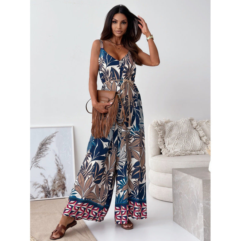 Women's Fashion Bohemian Strap One-piece Wide-leg Pants