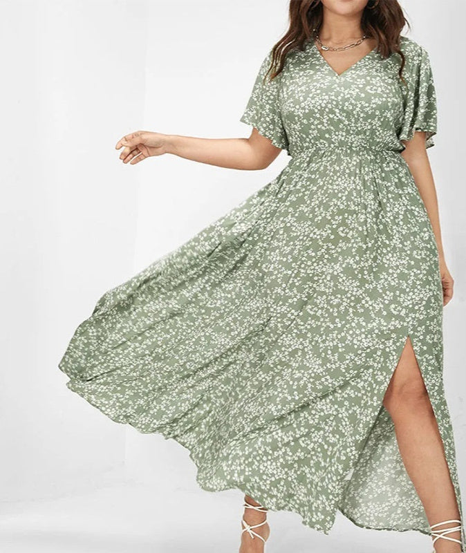 European And American Ladies Bohemian Style Floral Tight Waist Dress