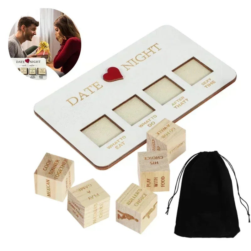 Wooden Date Night Dice Set – Spice Up Romance with Every Roll