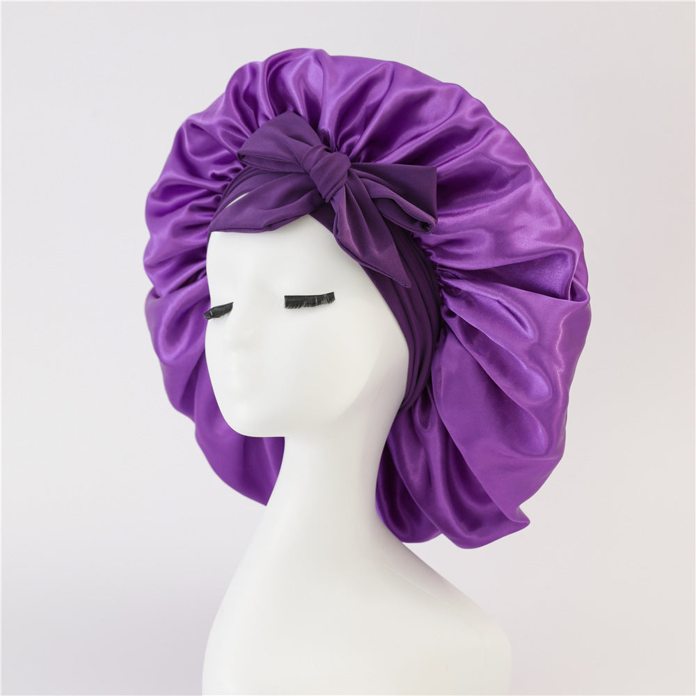 Adjustable Satin Hair Bonnet for Sleeping – Silk Night Cap Scarf Wrap for Curly Hair Protection