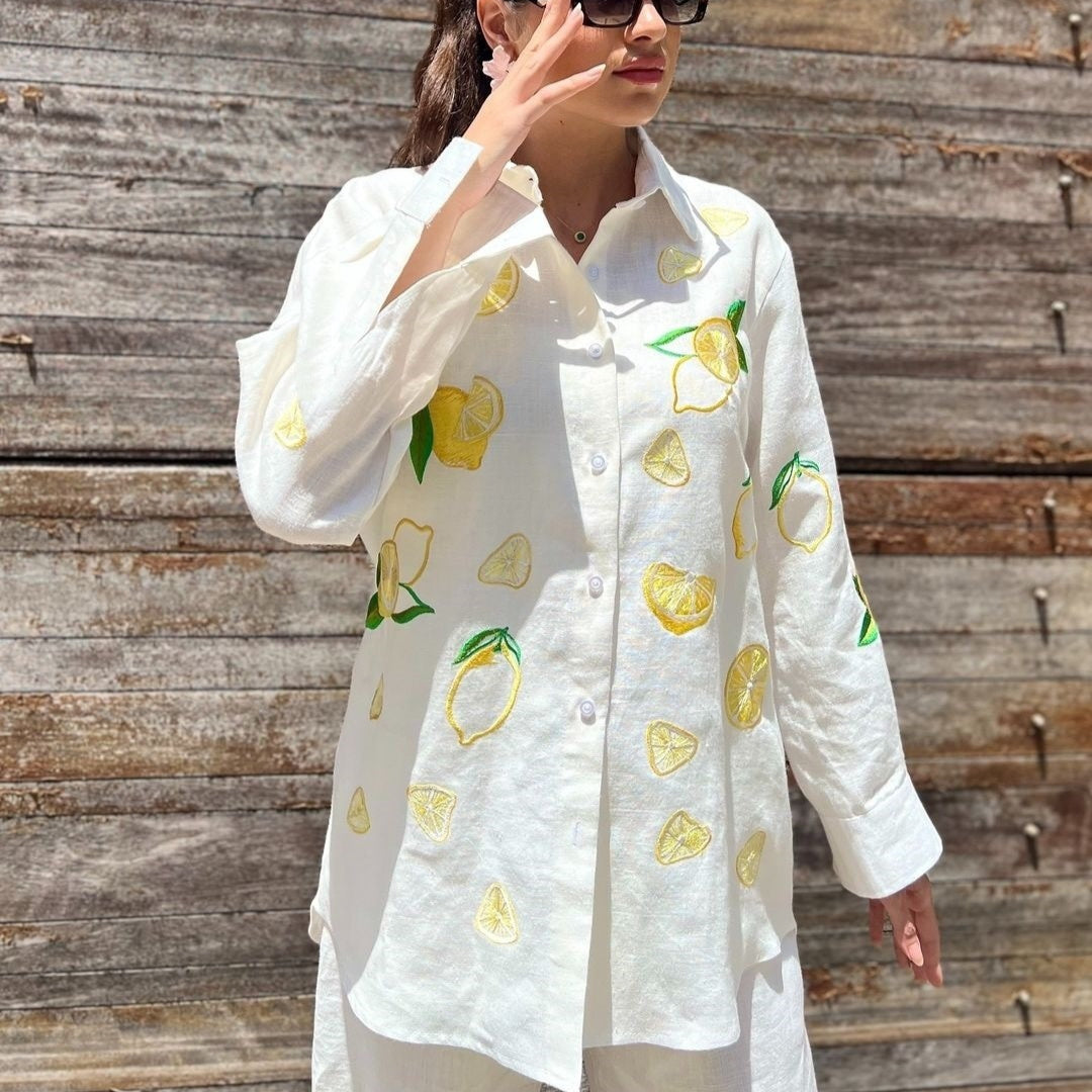 European And American Women's Clothing New Embroidered Shirt Casual Suit