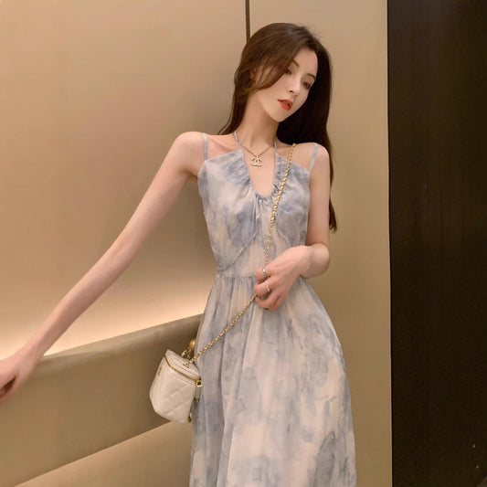 Floral Halter Spaghetti Straps Seaside Vacation Pure Desire Dress