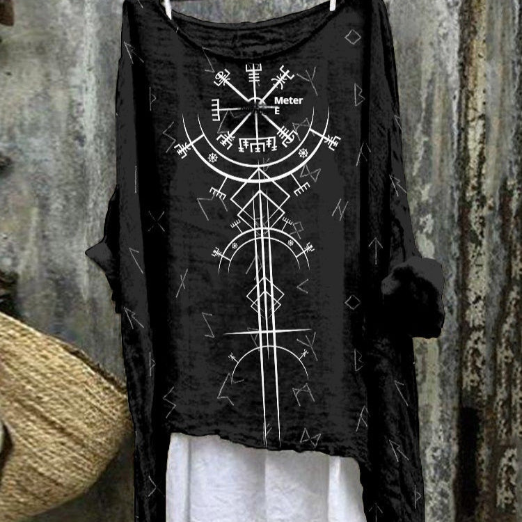 New Casual Long Sleeve Loose Printed Women's T-shirt