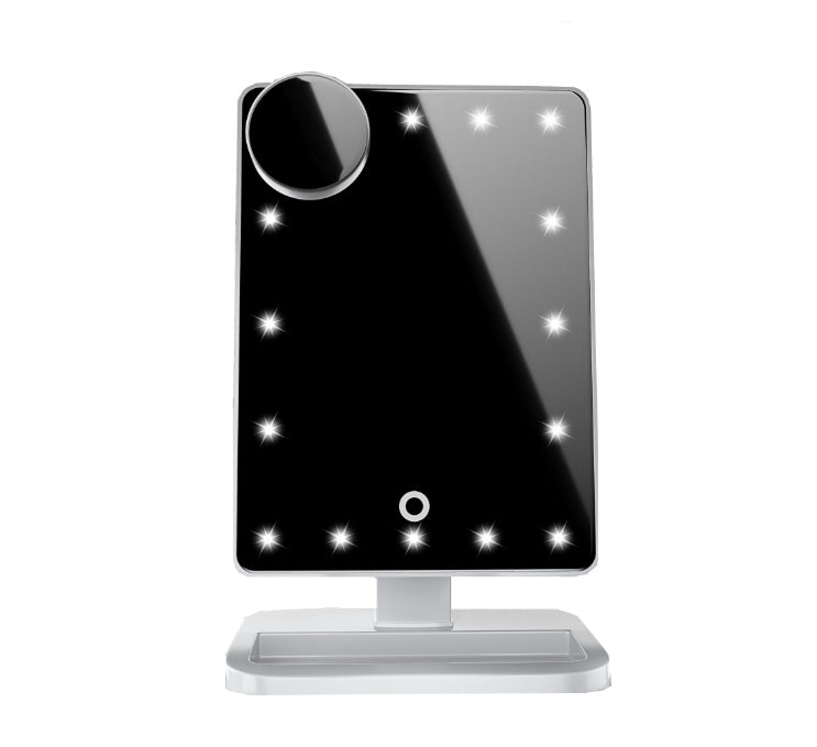 Touch Screen LED Makeup Mirror with Bluetooth Speaker – 20 LED Lights, 10X Magnification, Music Playback & Smart Controls