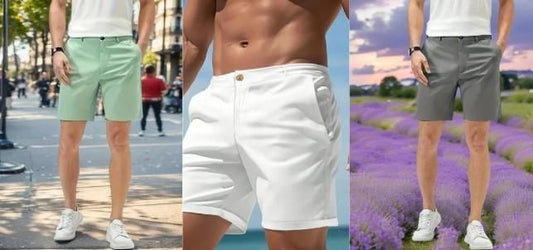 Men’s Sleek Solid Casual Shorts – Pack of 3 (Green, White, Light Grey) | Slim Fit Cotton Shorts