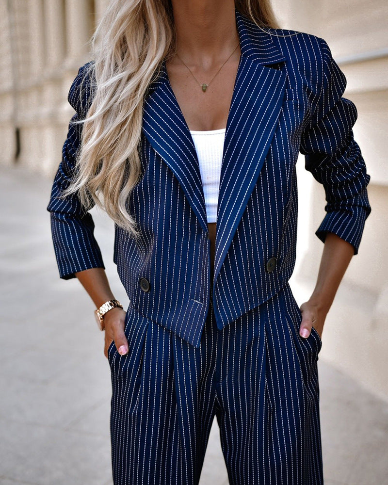 Spring Chic Striped Suit Set – Effortless Elegance for Modern Women