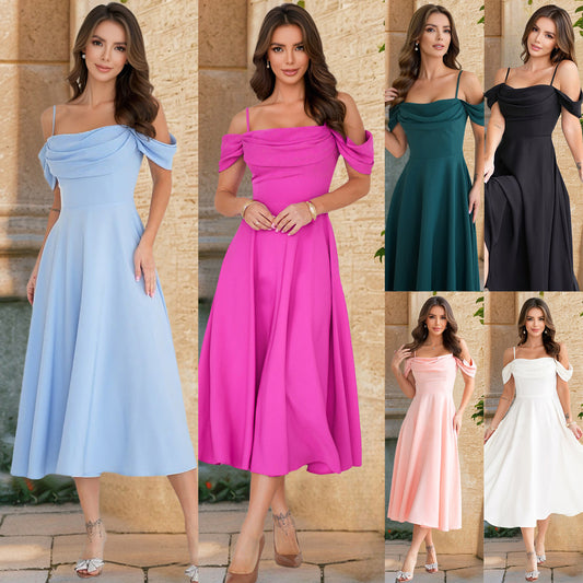 Women's Sexy Pleated Sling Slim Temperament Dress