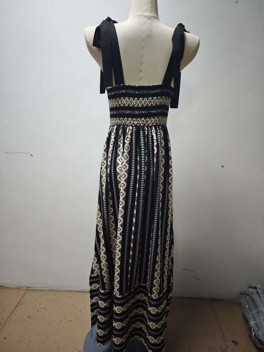 Striped Patchwork Sling Swing Air Dress