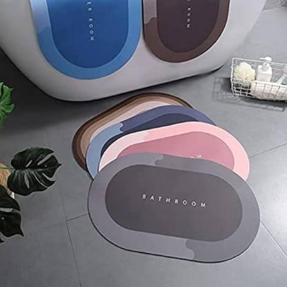 Water Absorbing Anti-Slip Floor Mat | Super Absorbent Quick-Dry Bath Mat (40x60cm, Assorted Color – Oval Shape)
