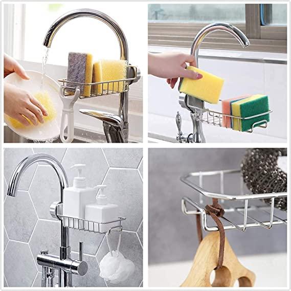 Adjustable Stainless Steel Sink Faucet Shelf – Multi-Function Kitchen Drain Rack