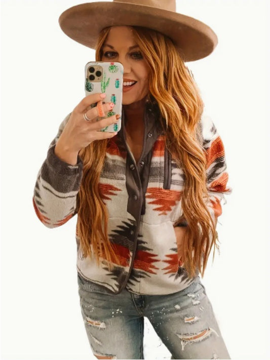 Women's Western Print Casual Jacket - Boho Chic Lightweight Outerwear