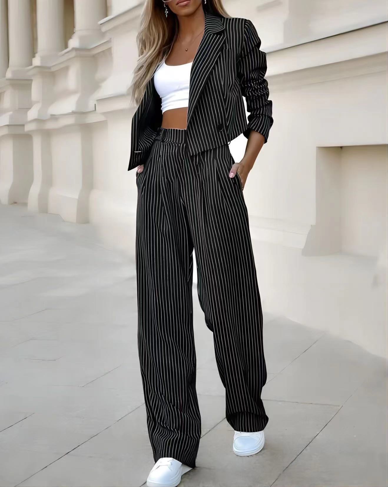 Spring Chic Striped Suit Set – Effortless Elegance for Modern Women