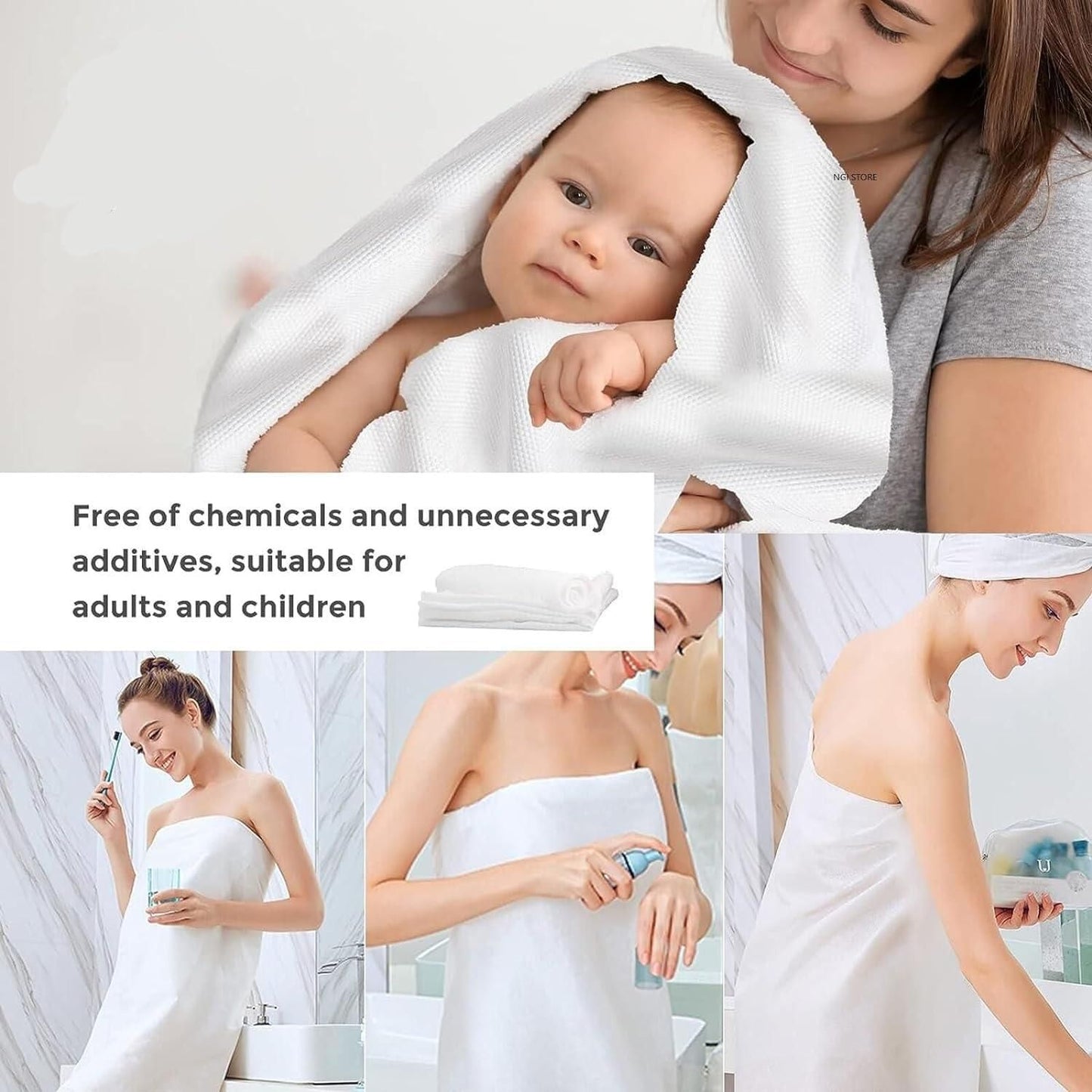 10 Pcs Compressed Bath Towel Tablets – Pure Cotton, Hypoallergenic, Portable & Expandable Washcloths for Travel & Camping