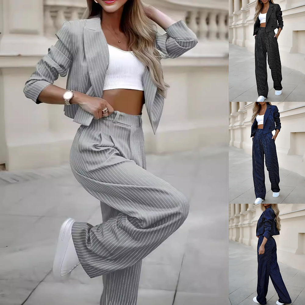 Spring Chic Striped Suit Set – Effortless Elegance for Modern Women