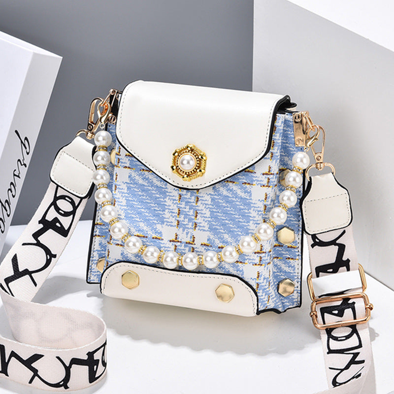 Stylish Women’s Summer Phone Bag – Pearl Chain Crossbody Wallet for Girl