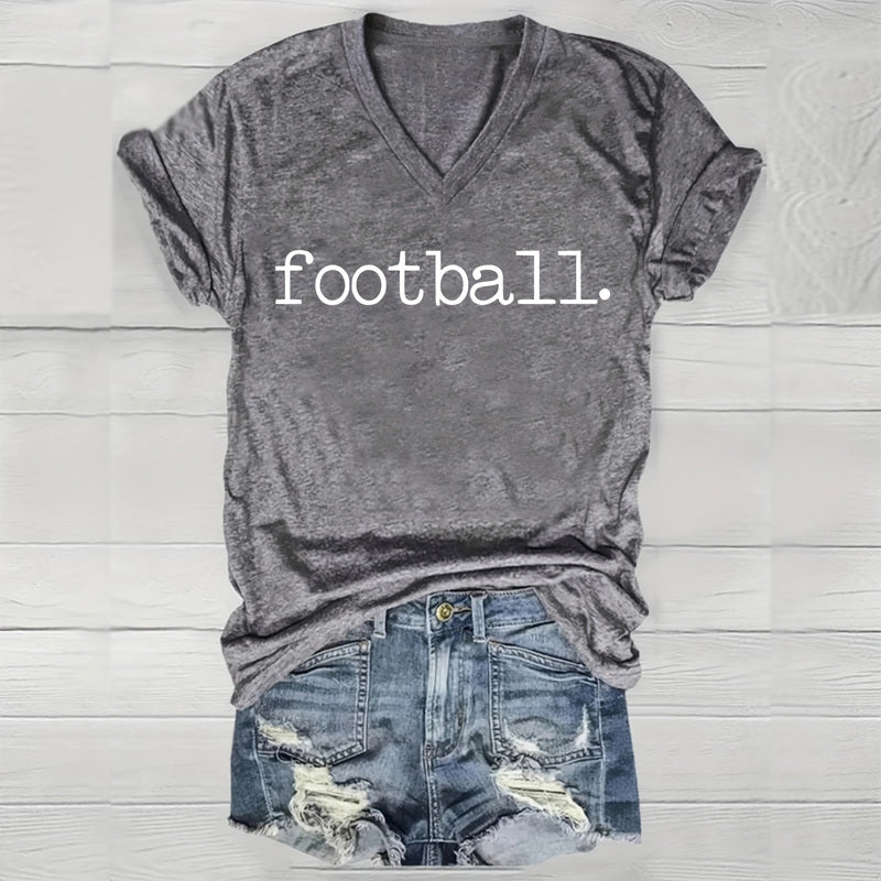 Here’s a clean and SEO-friendly product title: Women’s Short Sleeve Round Neck T-Shirt – ‘FOOTBALL GAME DAY’ Printed Casual Summer Tee