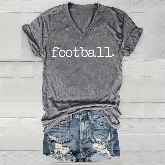Here’s a clean and SEO-friendly product title:  Women’s Short Sleeve Round Neck T-Shirt – ‘FOOTBALL GAME DAY’ Printed Casual Summer Tee