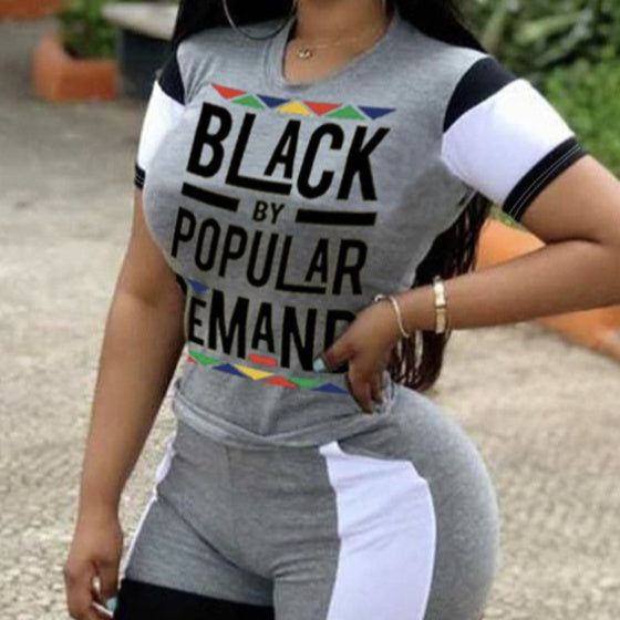 Women's Short Sleeved T-shirt Shorts Fashion Casual Sports Suit