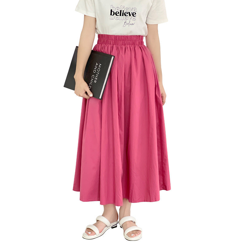 Skirt Pure Cotton Flared Pleated Swing