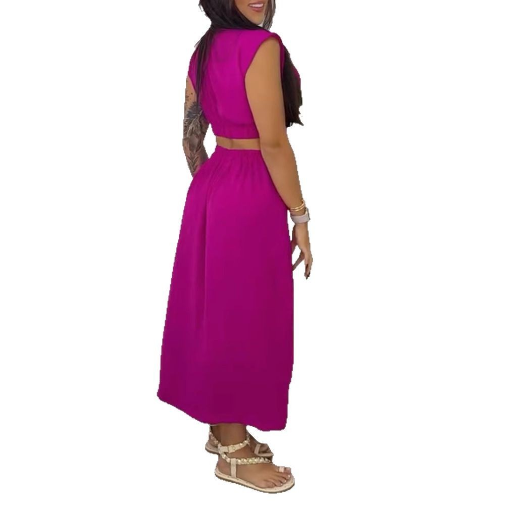 Women's Polyester Stand Collar Oversize Swing Skirt Dress