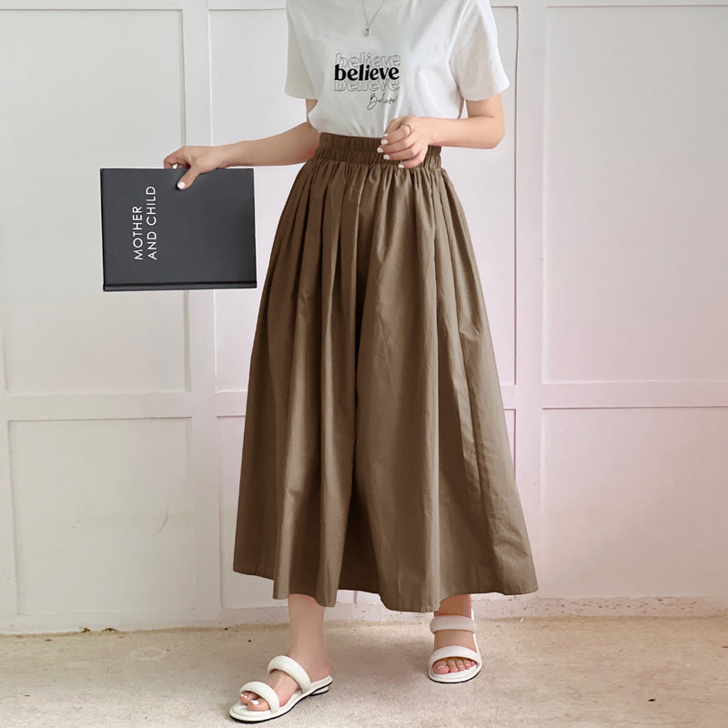 Skirt Pure Cotton Flared Pleated Swing