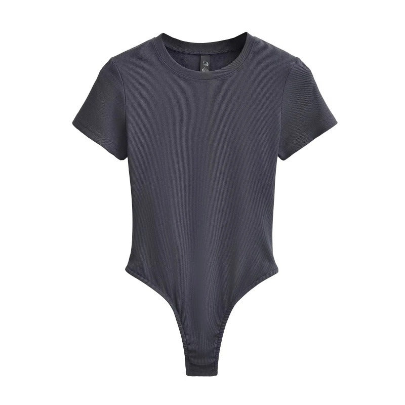 Neck Short Sleeve Rompers Slim Fit Slimming T-shirt Top