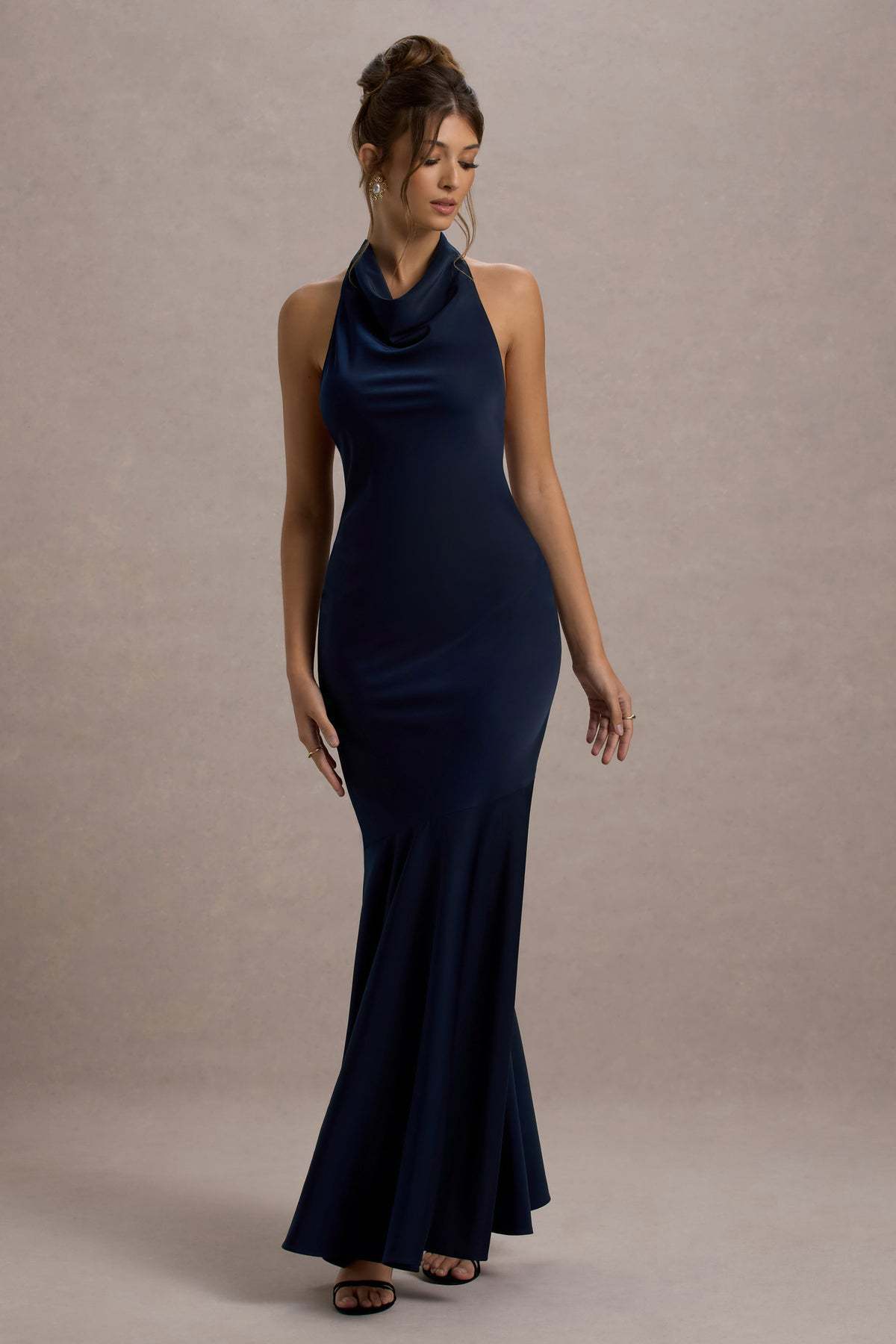 Women's French Style Fishtail Dress - Elegant Banquet Gown with Shoulder Detail