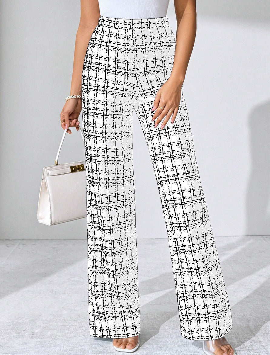 Women's Fashion Casual Plaid Printed Trousers