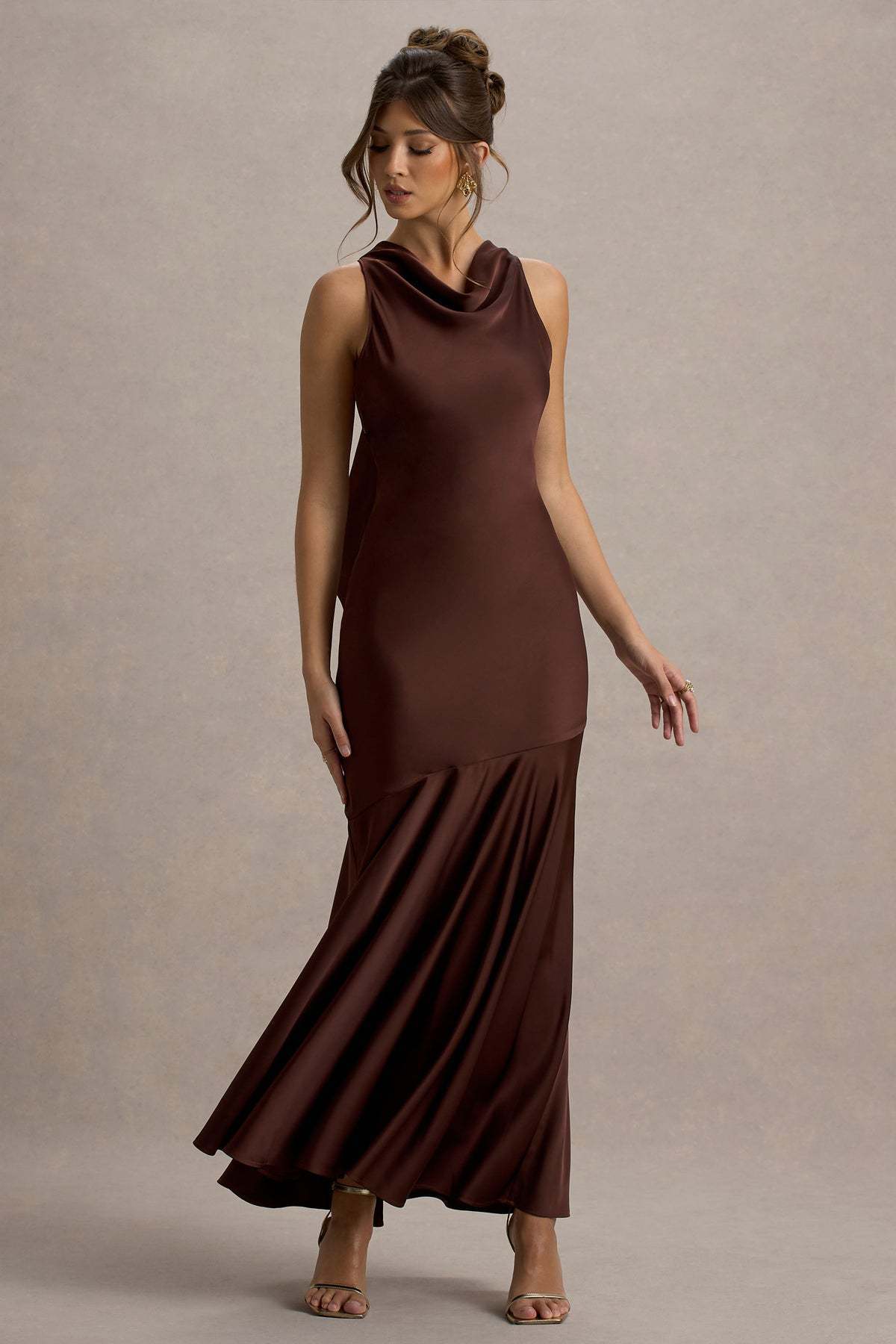 Women's French Style Fishtail Dress - Elegant Banquet Gown with Shoulder Detail