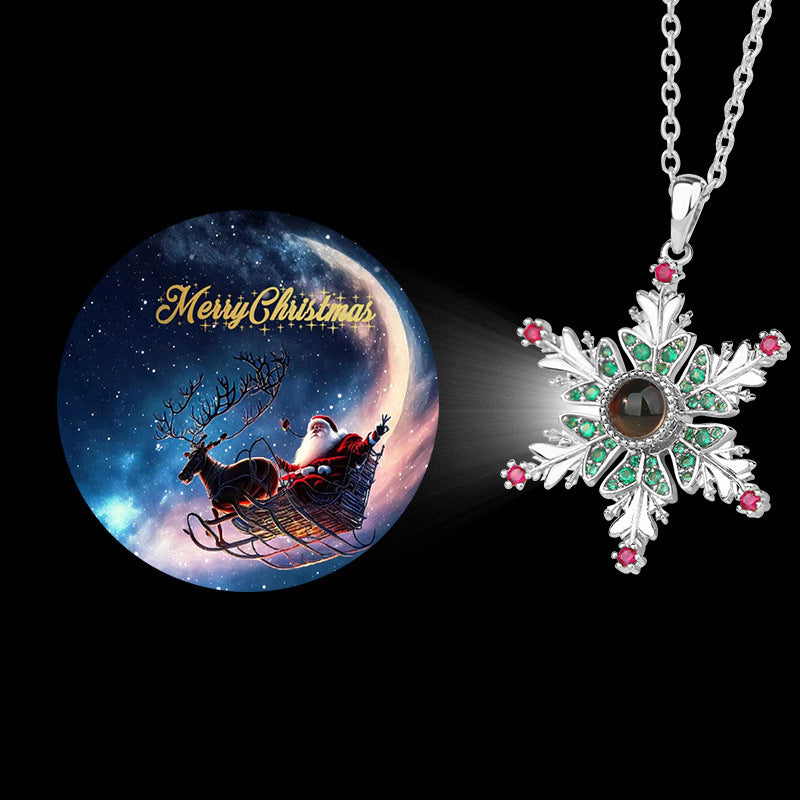 New Christmas Snowflake Projection Necklace – Romantic Clavicle Chain Jewelry for Women | Couple Gift Idea