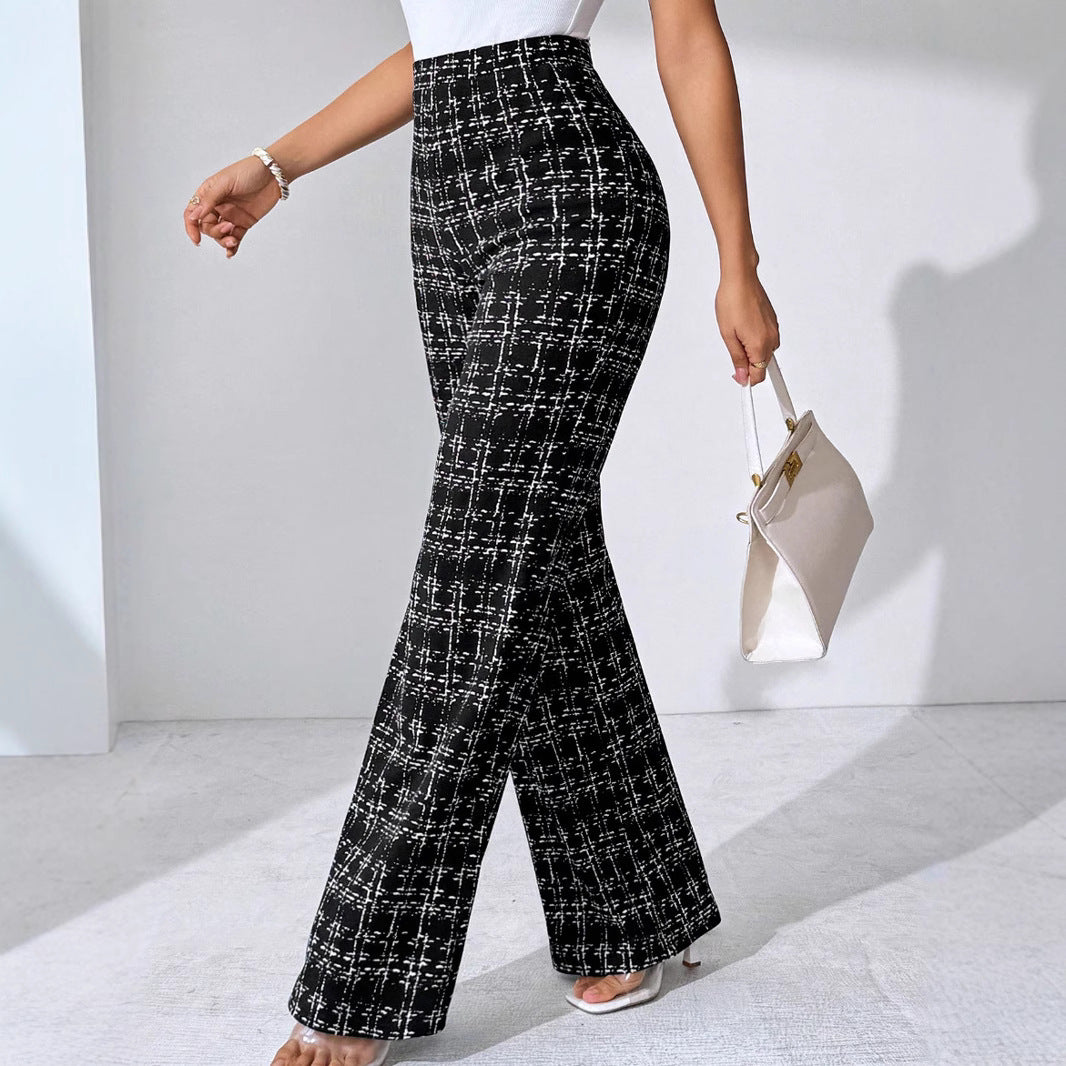 Women's Fashion Casual Plaid Printed Trousers