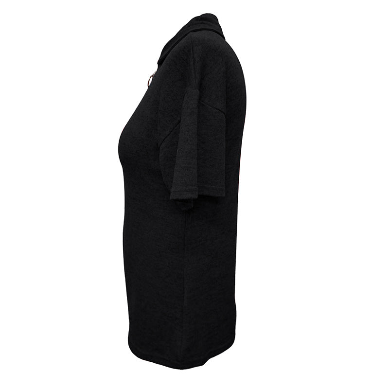 Womens Polo Shirts Summer Business Casual Work Tops Short Sleeve Zipper Collared V Neck Blouse